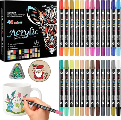 Obrázok produktu pre Sada fixiek na porcelán, obojstranné, 24 fixiek, 48 farieb, vhodné na sklo a keramiku