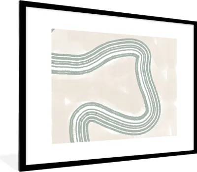 Produktbild von MuchoWow® Gerahmtes Poster Linie - Abstrakt - Design 80x60 cm - Poster mit Schwarzem Bilderrahmen Wandposter Rahmen Foto Bilder - Schlafzimmer-Dekorationen - Fotoposter