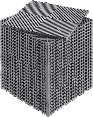 A stack of interlocking drainage mats.