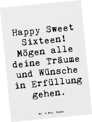 Produktbild von Mr. & Mrs. Panda Postkarte Spruch 16. Geburtstag - Weiß - Geschenk, bildkarte, Alter, Freude, Ansichtskarten, Happy Birthday, Grußkarte, Meilenstein, Ansichtskarte