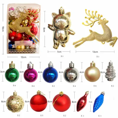 Imagen del producto de Conjunto de decoración navideña: 30 adornos para el árbol de Navidad