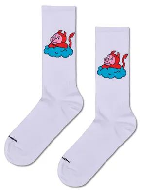 Image de Happy Socks, chaussettes pour baskets, motif "Cochon", couleur blanche, taille 36-40
