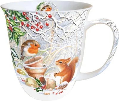 Bone-China-Tasse Squirrel Love, 0,4 l, 10,5 cm, mehrfarbig