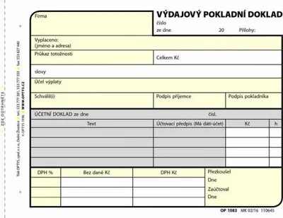 Obrázek produktu pro Výdajový pokladní doklad Optys A6, 100 listů