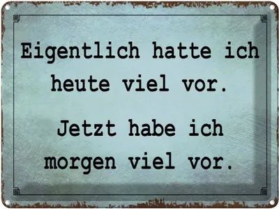 Produktbild von vianmo Blechschild 30x40 cm eigentlich hatte ich viel vor Spruch Zitat