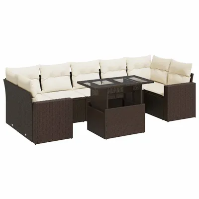 Immagine prodotto di Set Divani da Giardino 8 pz con Cuscini Marrone in Polyrattan