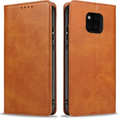 Produktbild von Handyhülle für Huawei Mate 20 Pro Kunstleder Flip Cover Hülle Handytasche Case Kartenfach Farbe: Hellbraun