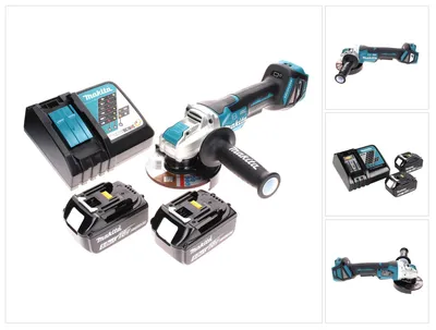 Image de Makita DGA 519 RT Meuleuse d'angle sans fil 18 V 125 mm Brushless X-Lock + 2x batterie 5,0 Ah + chargeur