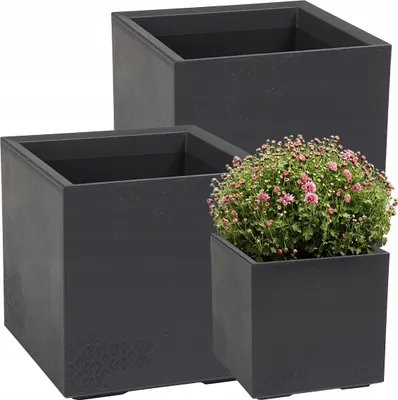 Zdjęcie produktu dla Lamela zestaw 2 doniczek | KARO | beton antracyt | 2x40cm