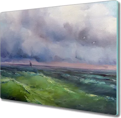 Produktbild von Coloray Herdabdeckplatte 60x52 cm Schneidebrett Kochplattenabdeckung Küchenbrett Hackbrett - Malerei Ozean Meer