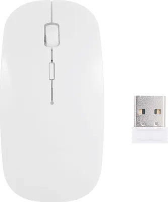 Zdjęcie produktu dla Bezprzewodowa mysz 2,4 GHz – przenośna, ultracienka mysz z funkcją wyciszenia, 4 przyciski, bezprzewodowa mysz optyczna 1600 DPI do komputerów stacjonarnych i laptopów, kolor biały
