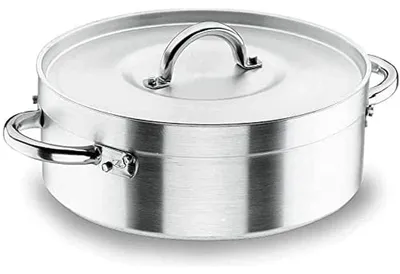 Aluminium Kochtopf mit Deckel, 32 cm, 9,65 Liter, silber