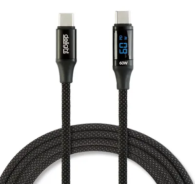 Produktbild von Datenkabel - Typ-C / Typ-C - mit Leistungsanzeige - schwarz - 1 m - 3 A - 60 W