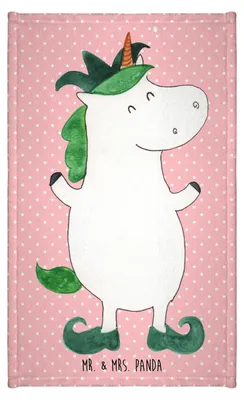 Produktbild von Mr. & Mrs. Panda Handtuch Einhorn Joker - Rot Pastell - Geschenk, Einhörner, Hofnarr, Kleines, Unicorn, gäste wc, Frotteehandtuch, Mittelalter, Gaukler, Gästetuch, Klein