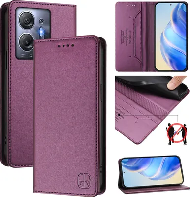 Produktbild von Lederhülle für Infinix Hot 30 5G Hülle Flip Brieftasche Kartenfächern Ständer Schutzhülle Lila