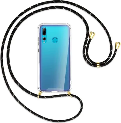 Produktbild von Handykette Backcover-Schutzhülle mit Band (Metall goldfarben) für Huawei P Smart Plus 2019 - schwarz/gold