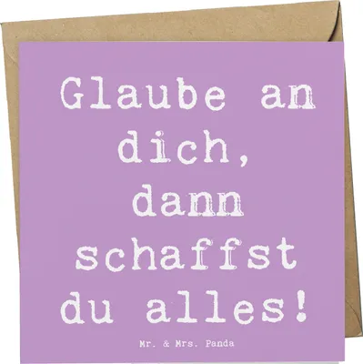Produktbild von Mr. & Mrs. Panda Deluxe Karte Spruch Angst überwinden - Lavendeltraum - Geschenk, Glückwunschkarte, doppelkarte, Überwindung von Ängsten, Zuversicht, Klappkarte, Mut