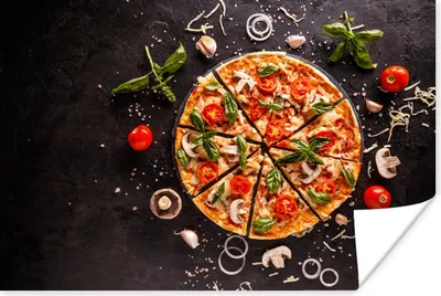 Produktbild von MuchoWow® Poster Pizza - Gemüse - Kräuter - Küche - Industrie 180x120 cm - Fotoplakat