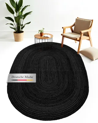 Produktbild von Jute Teppich Nele Boho oval 200x290 cm Anthrazit