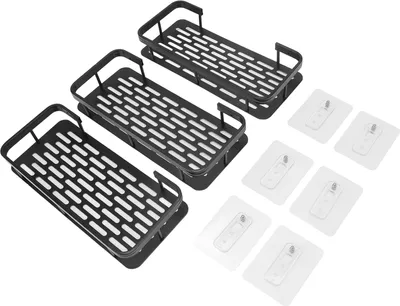 Produktbild von Duschablage mit 3 Ebenen, rechteckiger Duschkorb aus Aluminium, ohne Bohren, für das Badezimmer