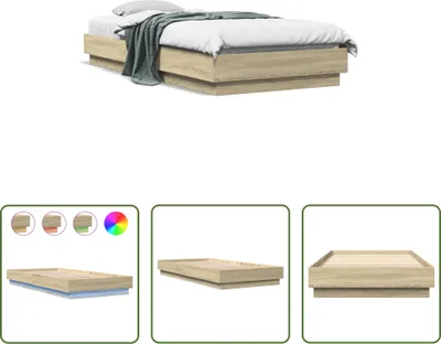 Produktbild von The Living Store Bettgestell LED Sonoma-Eiche 100x200 cm