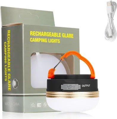 Image de Lanterne de camping à LED rechargeable, 3 modes d'éclairage, lampe de camping pour la randonnée/pêche/urgence