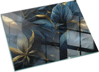 Produktbild von Elegante Blätter in Textur – Glasbodenplatte für – Kaminofen – Kaminplatte Glas – Schutzglas – Funkenschutzplatte –Glasbodenplatte Feuerfeste – Hitzeschutzplatte – Bodenschutz aus Glas – 80x60 cm