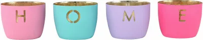 Immagine prodotto di Gift Company Windlicht Madras Home XS, 4er Set, Teelichthalter, Kerzenhalter, Eisen, Rosa / Türkis / Lila / Hot Pink, H 4.5 cm, 1171202020