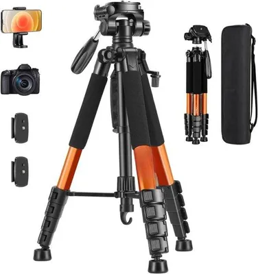 Produktbild von Famanu Kamerastativ 188 cm - Aluminium, leicht, mit Telefonhalter für Vlogging und Live-Streaming