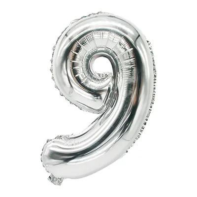 Produktbild von PAPSTAR Folienballon "Zahlen" 350 x 200 mm Ziffer: 9 silber