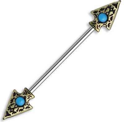 Produktbild von Industrial Piercing Stab Tribal Pfeil Spitze Ethno Straight Barbell Hantel Autiga®  antikgold