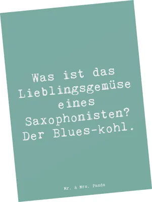 Produktbild von Mr. & Mrs. Panda Postkarte Spruch Saxophon Blues - Meeresbrise - Geschenk, Musikinstrument, Musiker, Lernen, Postkarten, Ansichtskarte, Humor, Instrument, einzelkarte
