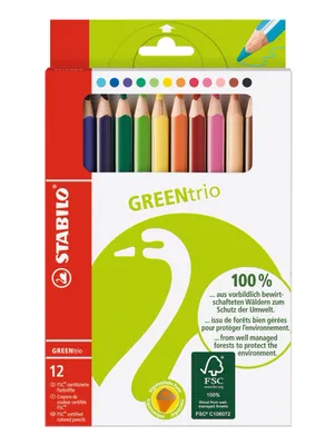 Produktbild von Umweltfreundlicher Dreikant-Buntstift - STABILO GREENtrio - 12er Pack - mit 12 verschiedenen Farben