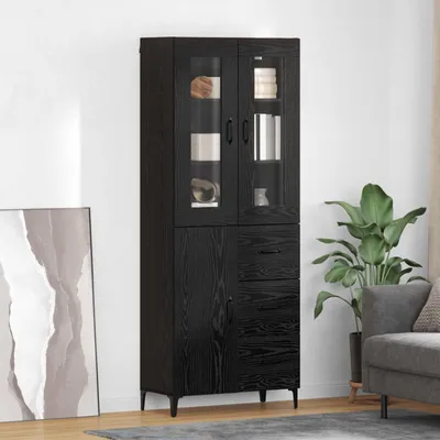 Immagine prodotto di vidaXL Credenza nera look rovere 69,5 x 34 x 180 cm materiale a base di legno