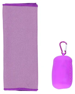 Imagen del producto de Toalla de microfibra refrescante, de 100 x 30 cm, de secado rápido, con funda de silicona, ideal para deportes