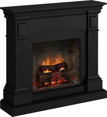 Produktbild von TAGU Magna Kamin schwarz mit Elektroinsert der neuen Generation 3D Flame mit Knistersound Brennraum mit Steinverkleidung Offenes Elektrofeuer keine Fr