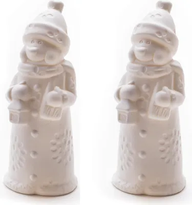 Produktbild von Porzellan Schneemann mit LED 17,5cm - 2 Stück