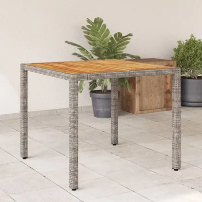 Produktbild von CLORIS Gartentisch mit Akazienholz-Platte Grau 90x90x75 cm Poly Rattan 365530