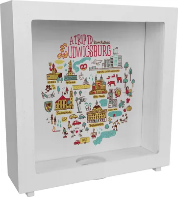 Produktbild von Ludwigsburg Wimmelbild Rahmen Spardose aus Holz - A Trip To Ludwigsburg