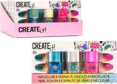 Produktbild von Canenco Create It! Nail Polish Mermaid, Nagellack, Blau, Pink, Silber, 3 Stück(e), Mehrfarbig, Pinsel, Flasche