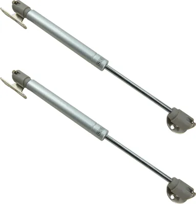 Obrázok produktu pre sada 2 zdvihákov nábytku 60N - plynové vzpery pre nábytkové čelá, elegantný strieborný povrch, dĺžka 26,5 cm, jednoduchá montáž vrátane montážneho materiálu.