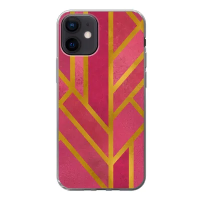 Produktbild von MuchoWow® Handyhülle Schutzhülle Hülle für iPhone 12 Gold - Rosa - Geometrisch Silikon Softcase Handy Hülle - Schutzhülle
