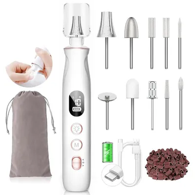 Produktbild von Elektrische Nagelfräser Nagelpolierer 2000mAh Maniküre Pediküre Set mit 10 Aufsätzen LED Display USB Nagelpflegegerät für Gel Acryl Naturnägel