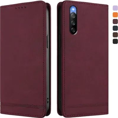 Produktbild von Hülle für Sony Xperia 10 IV, Retro Kunstleder Ständer Klapphülle mit Kartenfächer und Magnetische Rot