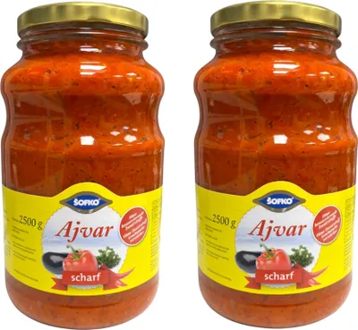 Produktbild von SOFKO Ajvar scharf 2x 2,5kg Glas Paprikazubereitung Paprikacreme Paste