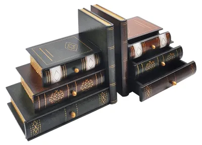 Productafbeelding van Decoratieve vintage boekensteunen van hout, geschikt voor planken, elegante boekensteunen voor kantoor, bibliotheek of werkplek (311)