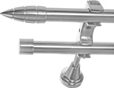 Produktbild von Edelstahl Look Gardinenstange Ø 20mm Wandträger 2-läufig zweiläufig Wandbefestigung Spitze H60 E81E30 RR