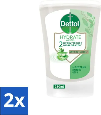 Obrázok produktu pre Dettol - náplň do umývacieho gélu - Hydratácia - Aloe Vera a bambus - 250 ml - Hodnotné balenie - 2 kusy