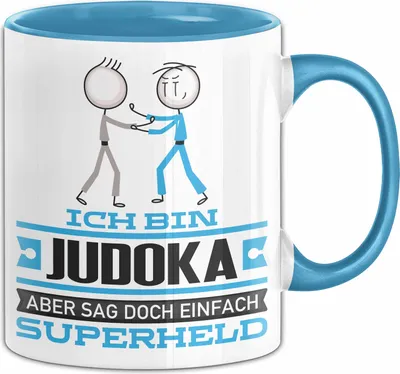 Produktbild von Judoka Geschenk Tasse Ich Bin Judoka Aber Sag Doch Einfach Superheld Lustige Geschenkdiee für Judoka Kaffee-Becher (Blau)