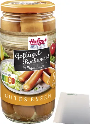 Produktbild von Hofgut Geflügel Bockwurst (5/250g Glas) + usy Block